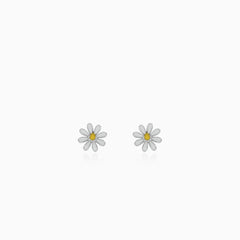 Sterling silver daisy stud earrings with enamel