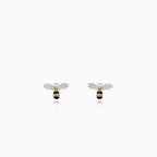 Sterling silver bee stud earrings