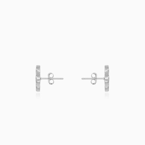 Sterling silver clover pearl stud earrings