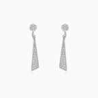 Women silver triangle earrings with cubic zirconia