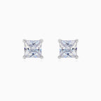 Sterling silver unisex princess cut stud earrings