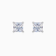 Sterling silver unisex princess cut stud earrings