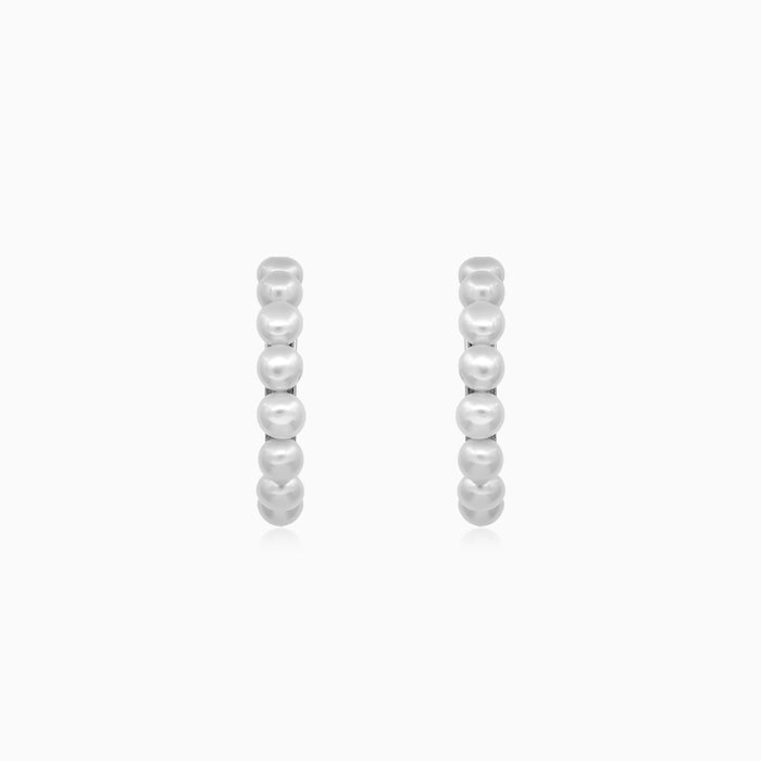 Sterling Silver Pearl C-Hoop Earrings