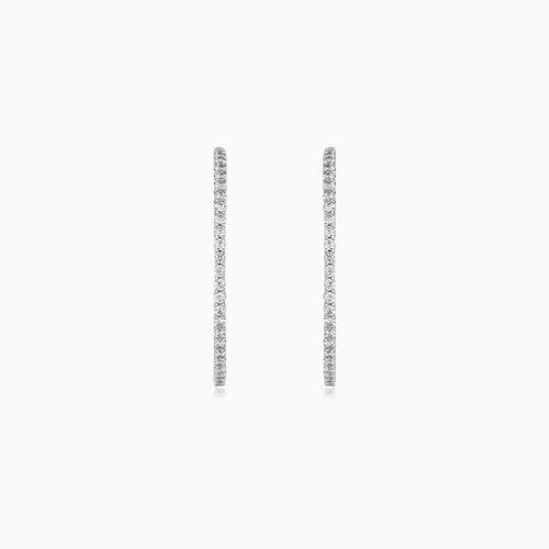 Sterling Silver Zirconia Hoop Earrings