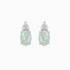 Sterling Silver White Opal Stud Earrings