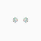 Sterling Silver White Opal Stud Earrings