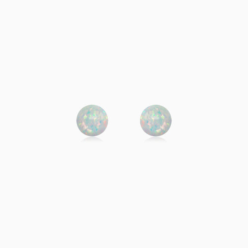 Sterling Silver White Opal Stud Earrings