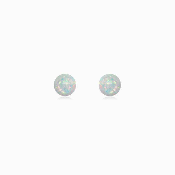 Sterling Silver White Opal Stud Earrings