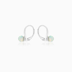 Round White Opal Drop Earrings