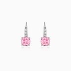 Sterling Silver Earrings With Pink Quartz