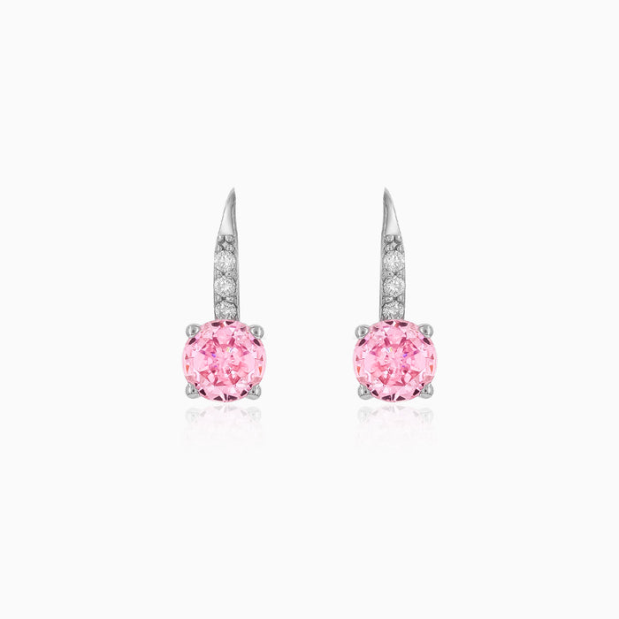 Sterling Silver Earrings With Pink Quartz