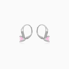 Sterling Silver Earrings With Pink Quartz