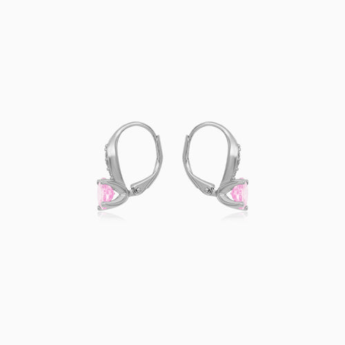 Sterling Silver Earrings With Pink Quartz