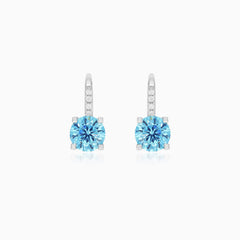 Sterling Silver Blue Topaz Classic Earrings