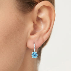 Sterling Silver Blue Topaz Classic Earrings