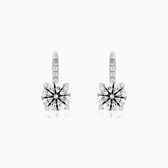 Sterling Silver Round Cubic Zirconia Drop Earrings