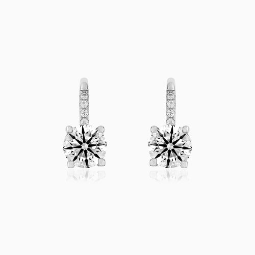 Sterling Silver Round Cubic Zirconia Drop Earrings