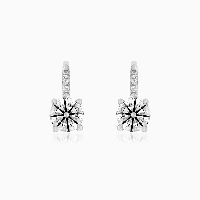Sterling Silver Round Cubic Zirconia Drop Earrings