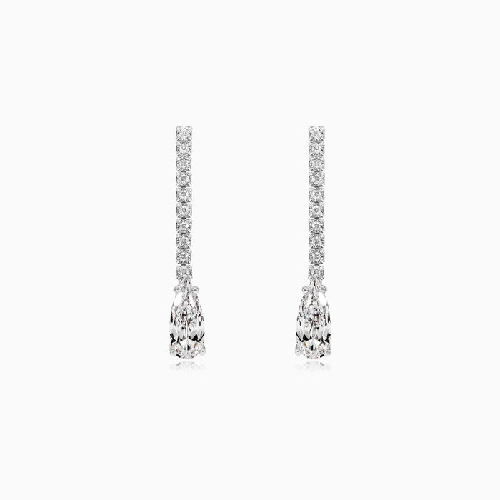 Sterling Silver Pear Zircon Drop Earrings