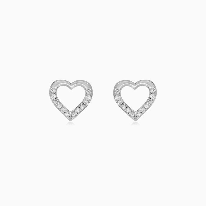 Sterling Silver Heart Zirconia Stud Earrings