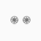 Sterling Silver Bezel Zirconia Stud Earrings