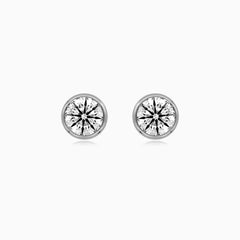 Sterling Silver Bezel Zirconia Stud Earrings