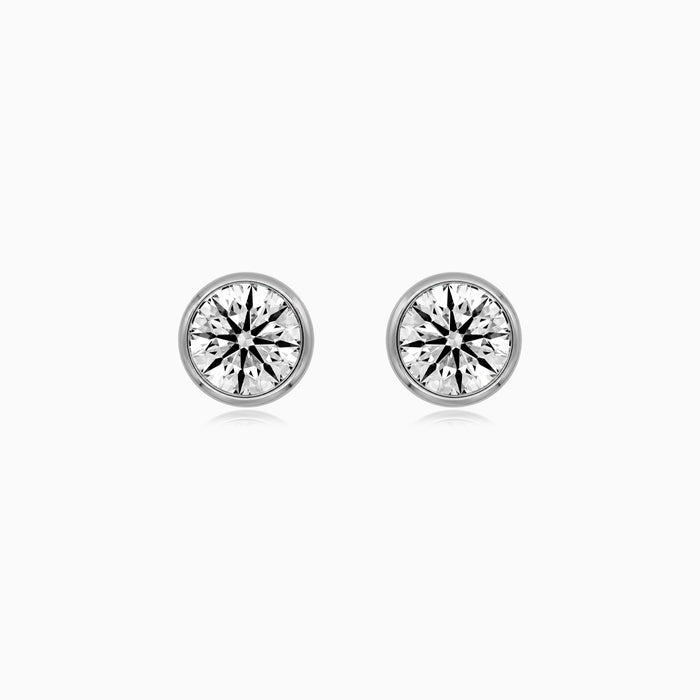 Sterling Silver Bezel Zirconia Stud Earrings