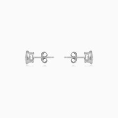 Sterling Silver Bezel Zirconia Stud Earrings
