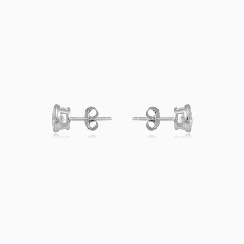 Sterling Silver Bezel Zirconia Stud Earrings