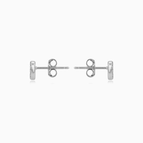 Sterling Silver Open Heart Cubic Zirconia Stud Earrings