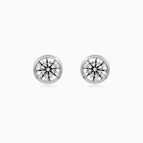 Sterling Silver Bezel Set Cubic Zirconia Stud Earrings
