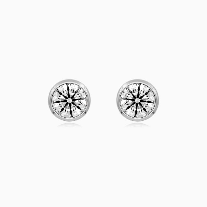 Sterling Silver Bezel Set Cubic Zirconia Stud Earrings