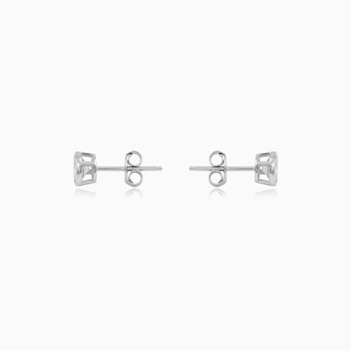 Sterling Silver Bezel Set Cubic Zirconia Stud Earrings