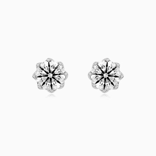 Sterling Silver Round Cut Cubic Zirconia Stud Earrings