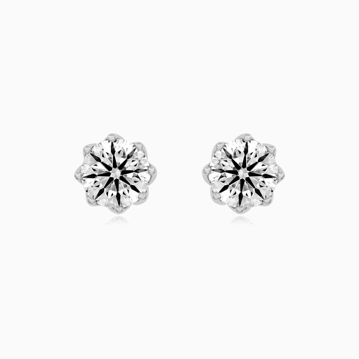 Sterling Silver Round Cut Cubic Zirconia Stud Earrings