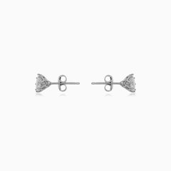 Sterling Silver Round Cut Cubic Zirconia Stud Earrings