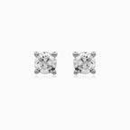 Sterling Silver Round Cubic Zirconia Stud Earrings