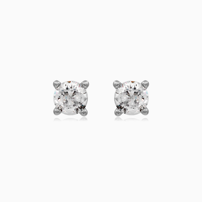 Sterling Silver Round Cubic Zirconia Stud Earrings