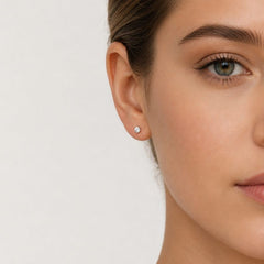 Sterling Silver Round Cubic Zirconia Stud Earrings