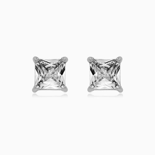 Sterling Silver Princess Cut Cubic Zirconia Stud Earrings