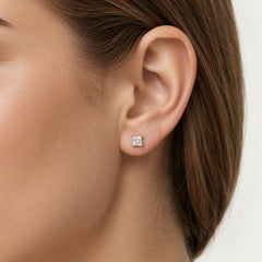Sterling Silver Princess Cut Cubic Zirconia Stud Earrings