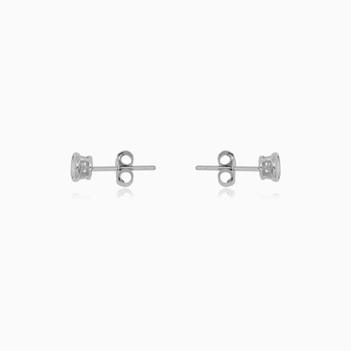 Sterling Silver Bezel Set Cubic Zirconia Stud Earrings