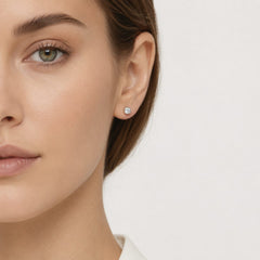 Sterling Silver Bezel Set Cubic Zirconia Stud Earrings