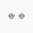 Sterling Silver Bezel Set Cubic Zirconia Stud Earrings