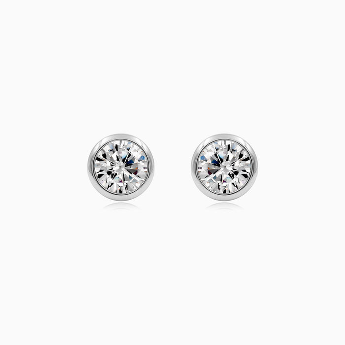 Sterling Silver Bezel Set Cubic Zirconia Stud Earrings