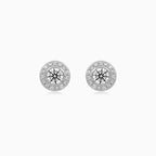 Sterling Silver Halo Cubic Zirconia Stud Earrings