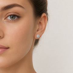 Sterling Silver Halo Cubic Zirconia Stud Earrings