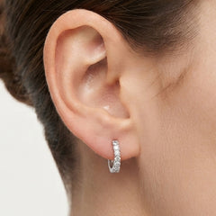Sterling Silver Pavé Cubic Zirconia Huggie Earrings