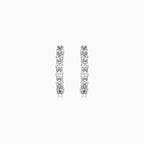 Sterling Silver Pavé Cubic Zirconia Huggie Earrings