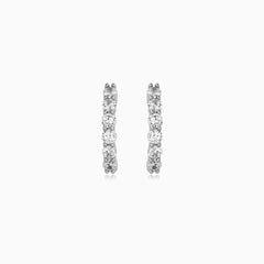 Sterling Silver Pavé Cubic Zirconia Huggie Earrings